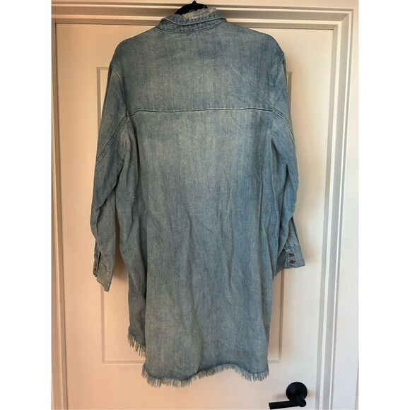 One teaspoon distressed denim chambray blue oversized button up shirt tunic s - Picture 4 of 12